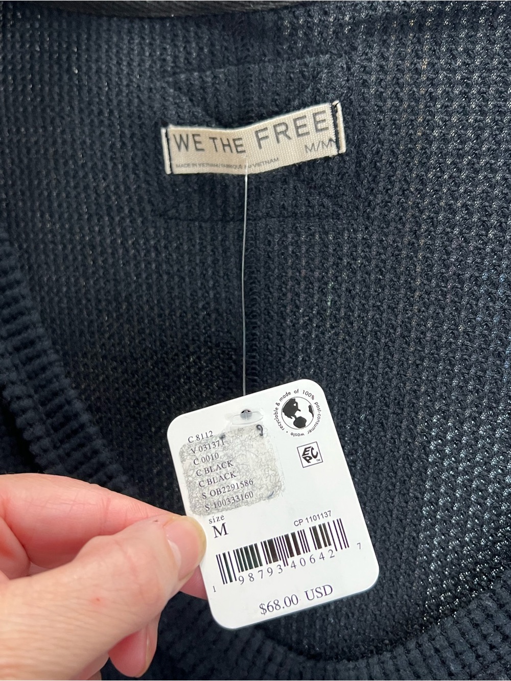 We The Free Black V-Neck Ribbed Pullover Santa Clara - Picture 4 of 5